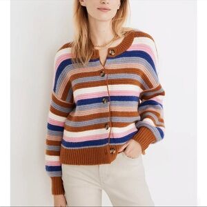 Madewell Striped Cardigan Sweater in a coziest Yarn